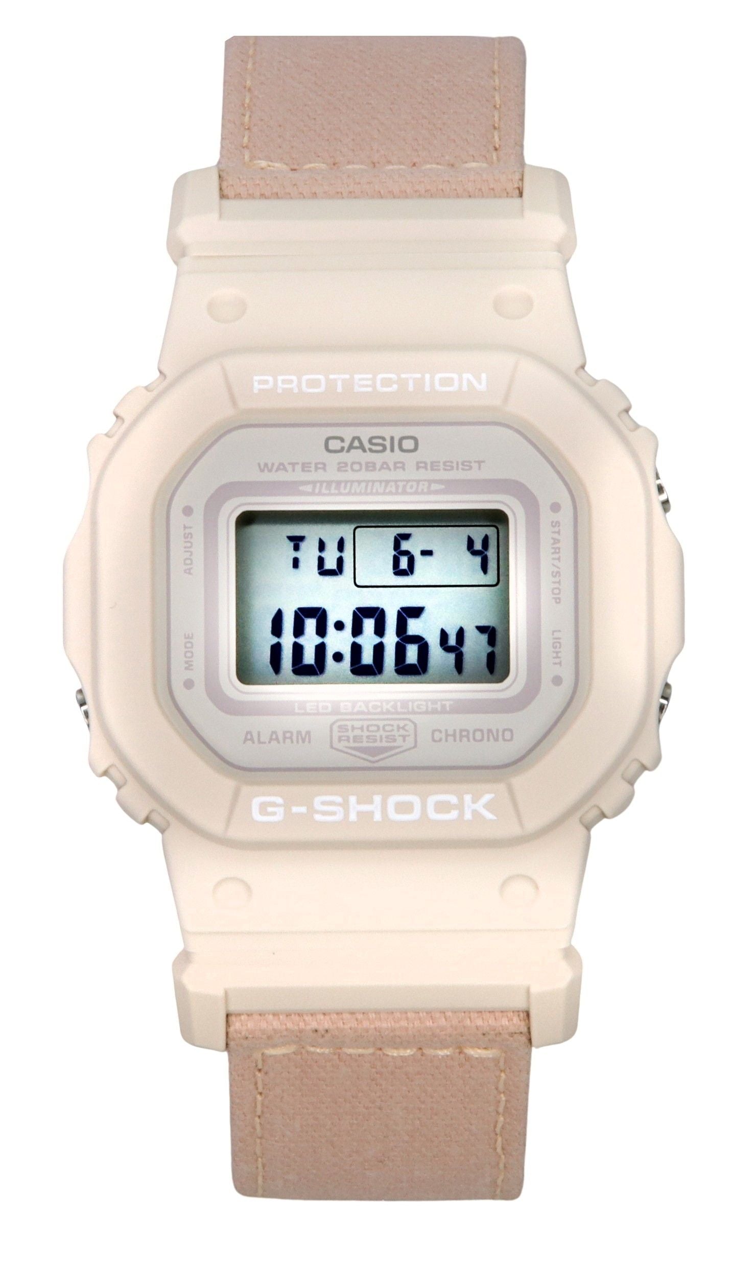 Casio G-Shock Digital Organic Pink Cloth Strap Bio-Based Resin Quartz GMD-S5600CT-4 200M Women's Watch