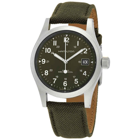 Hamilton Khaki Field Mechanical Canvas Strap Green Dial H69439363 Men's Watch