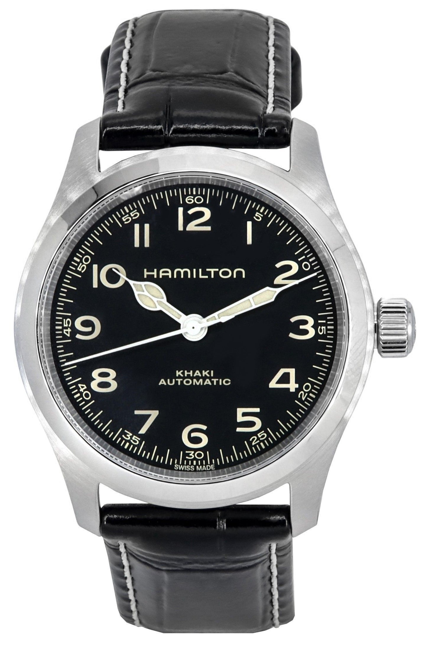 Hamilton Khaki Field Murph Leather Strap Black Dial Automatic H70405730 100M Men's Watch