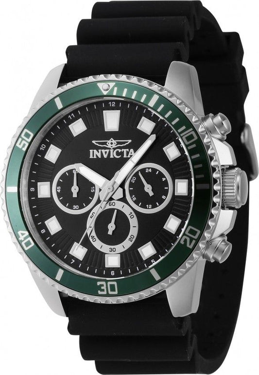 Invicta Pro Diver Chronograph Silicone Strap Black Dial Quartz 46086 Men's Watch