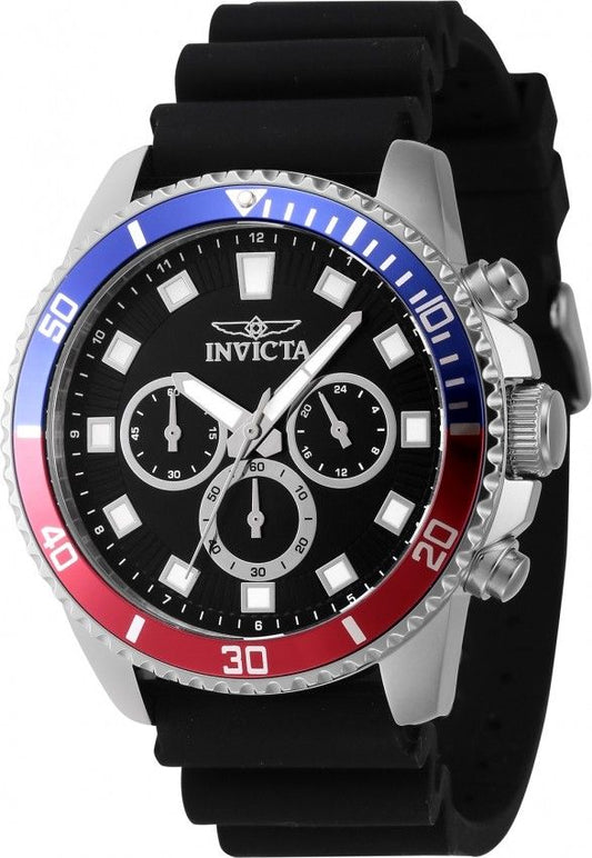 Invicta Pro Diver Chronograph Silicone Strap Black Dial Quartz 46119 Men's Watch