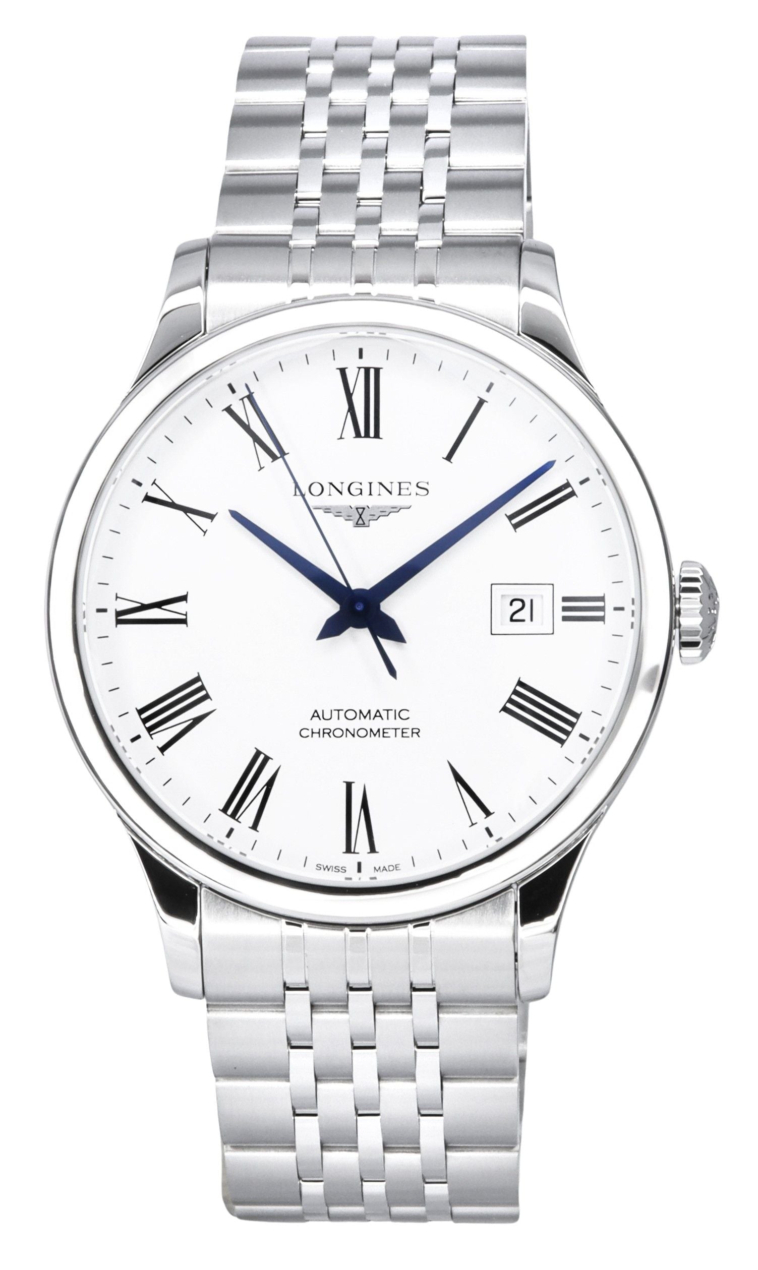 Longines Record Chronometer Stainless Steel White Dial Automatic L2.821.4.11.6 Men's Watch