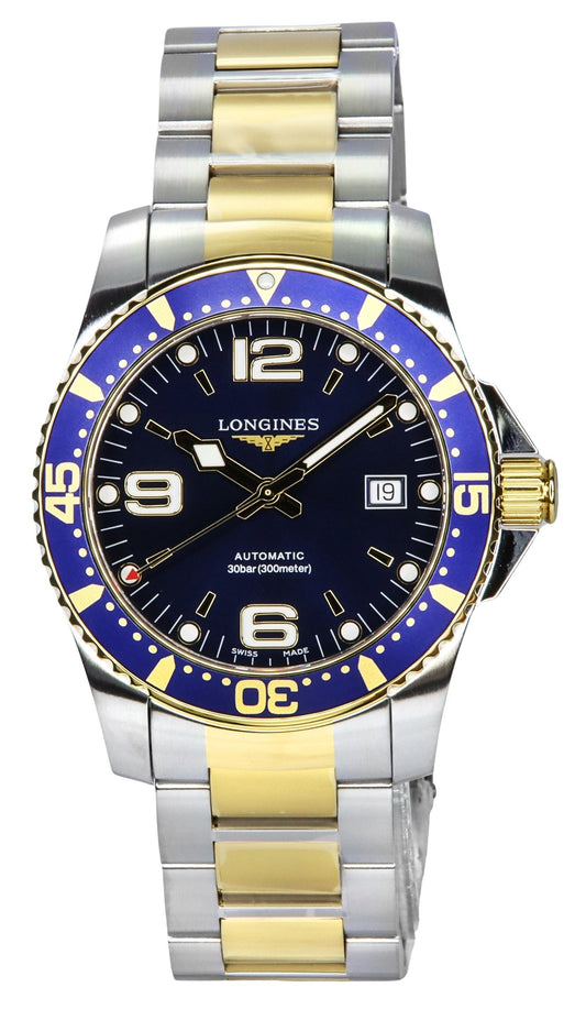 Longines HydroConquest Two Tone Stainless Steel Blue Dial Automatic Diver's L3.742.3.96.7 300M Men's Watch