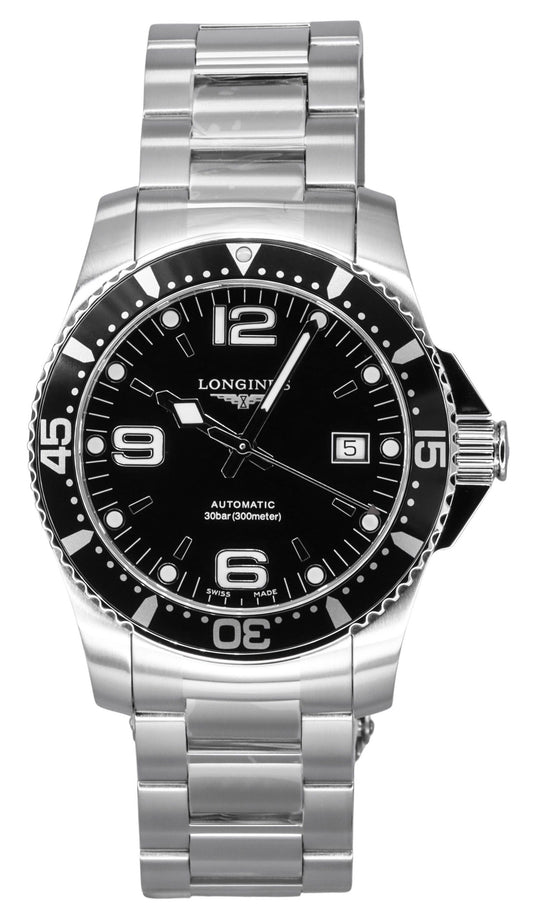 Longines HydroConquest Stainless Steel Black Dial Automatic Diver's L3.742.4.56.6 300M Men's Watch