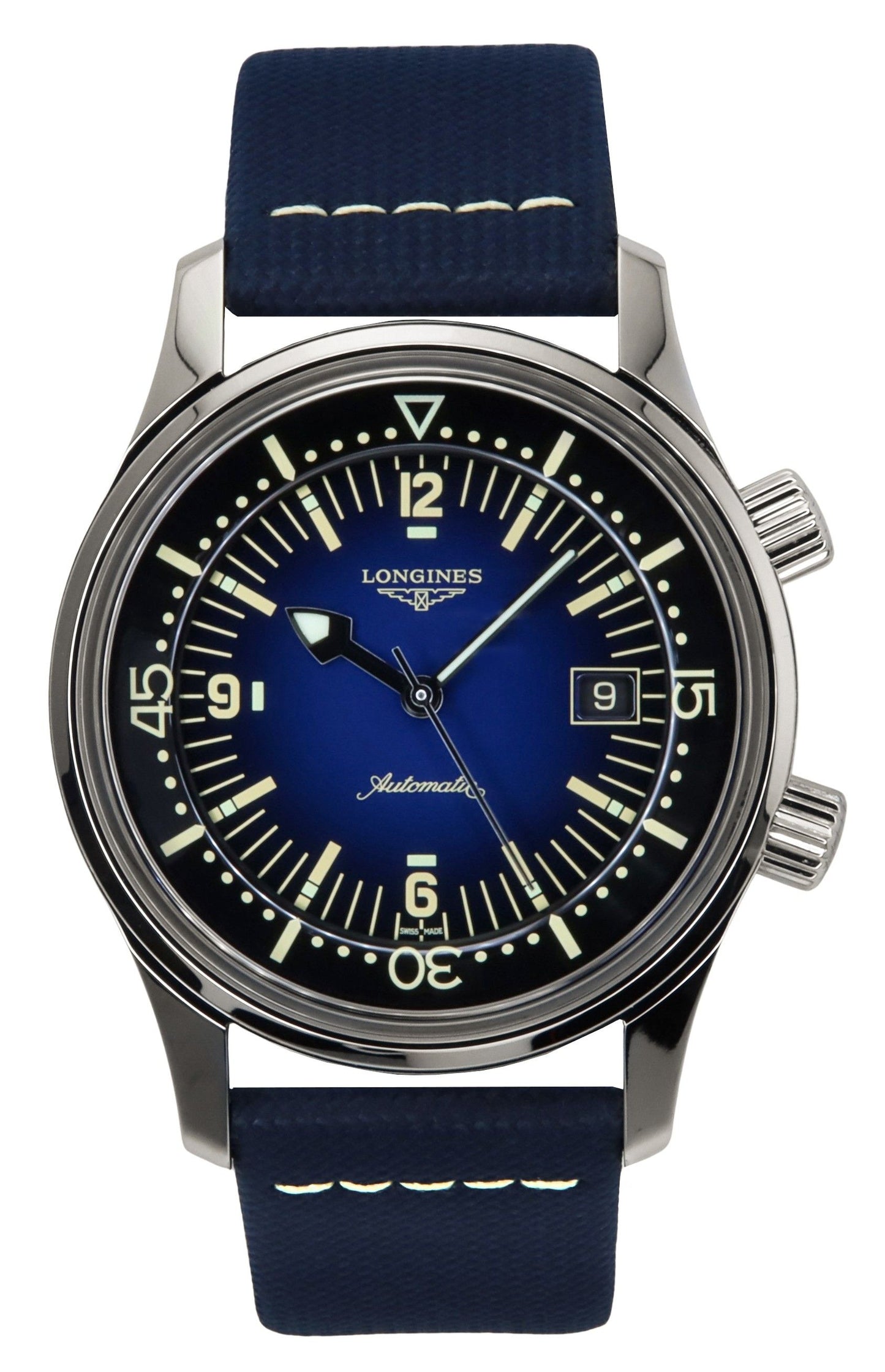 Longines Legend Diver Leather Strap Blue Dial Automatic L3.774.4.90.2 300M Men's Watch