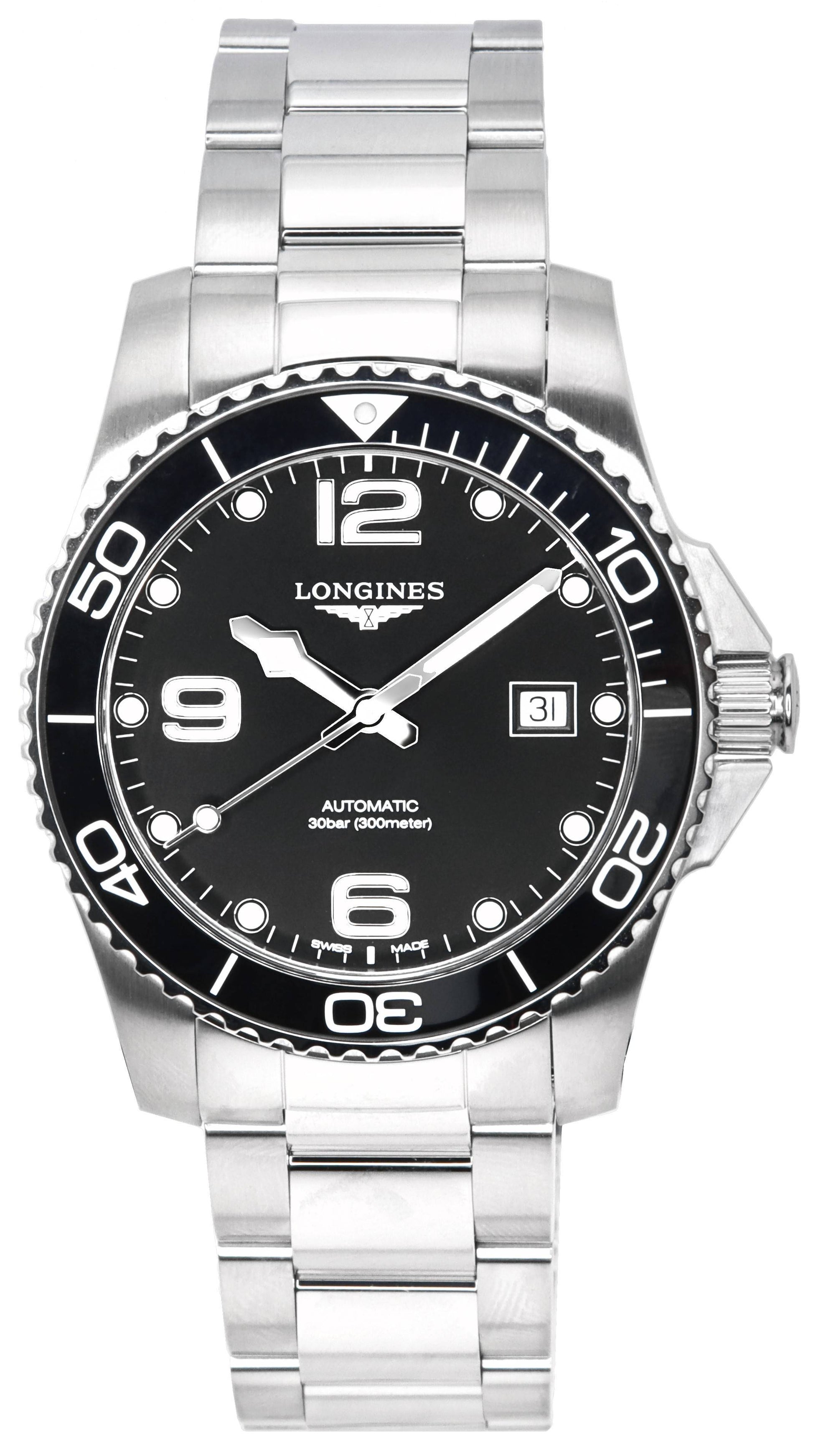 Longines HydroConquest Sunray Black With Super-LumiNov Dial Automatic Diver's L3.781.4.56.6 300M Men's Watch