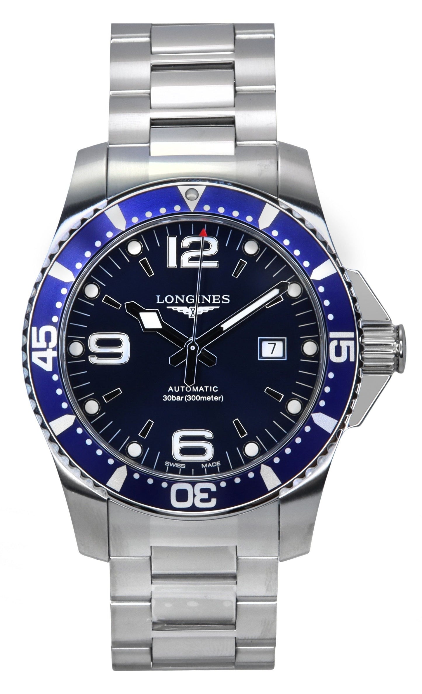 Longines Hydroconquest Stainless Steel Sunray Blue Dial Automatic Diver's L3.781.4.96.6 300M Men's Watch