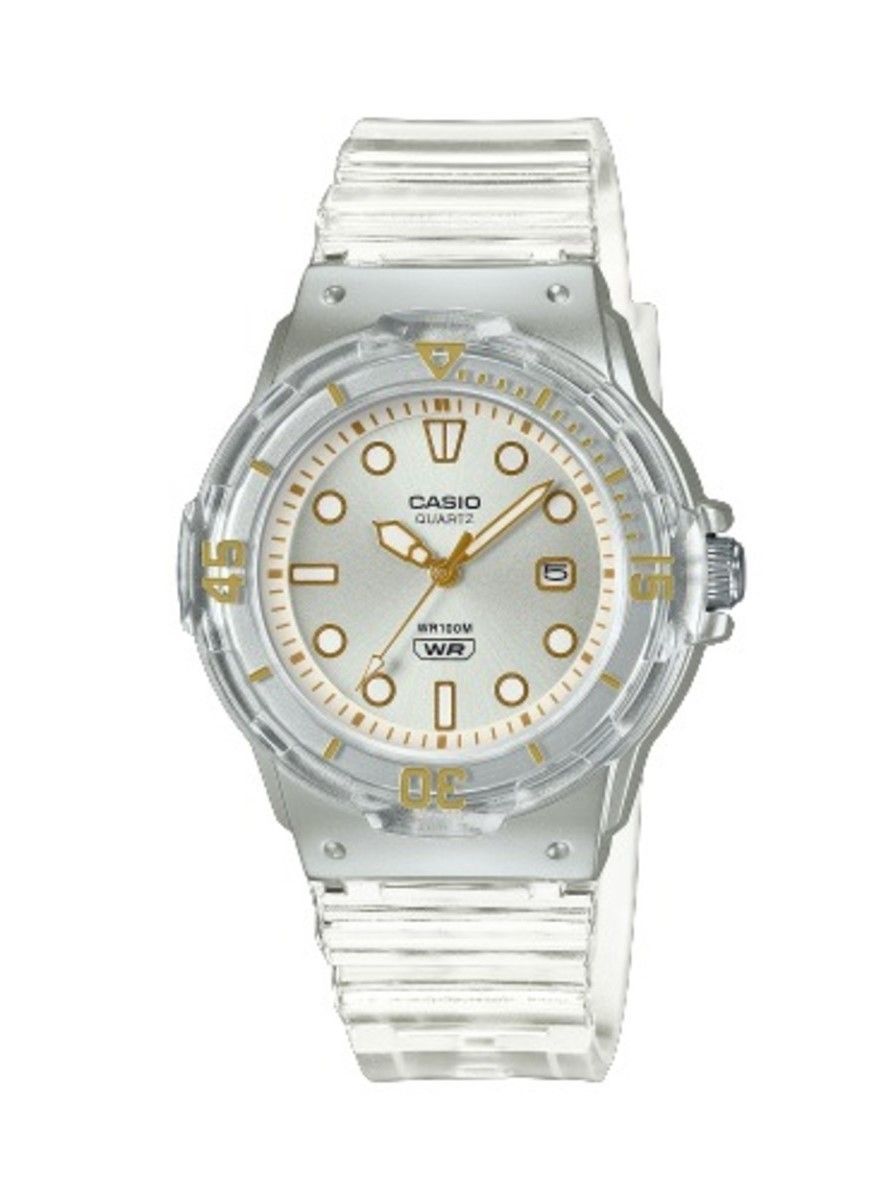 Casio POP Analog Resin Strap Silver Dial Translucent Quartz LRW-200HS-7EV 100M Women's Watch