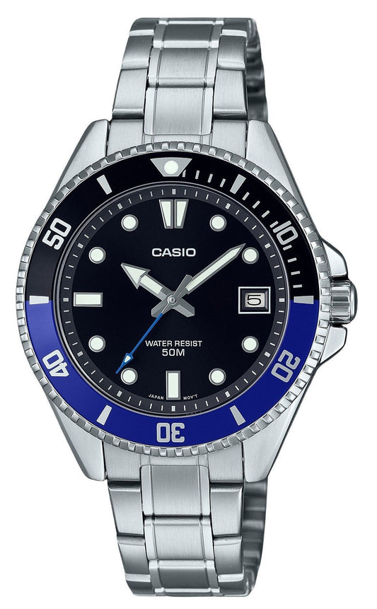 Casio Standard Analog Stainless Steel Black Dial Quartz MDV-10D-1A2 Men's Watch