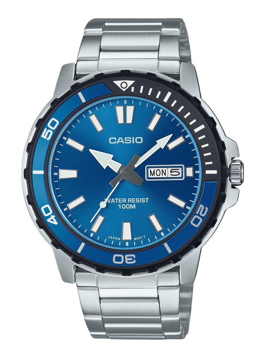 Casio Standard Analog Stainless Steel Blue Dial Quartz MTD-125D-2A1V 100M Men's Watch