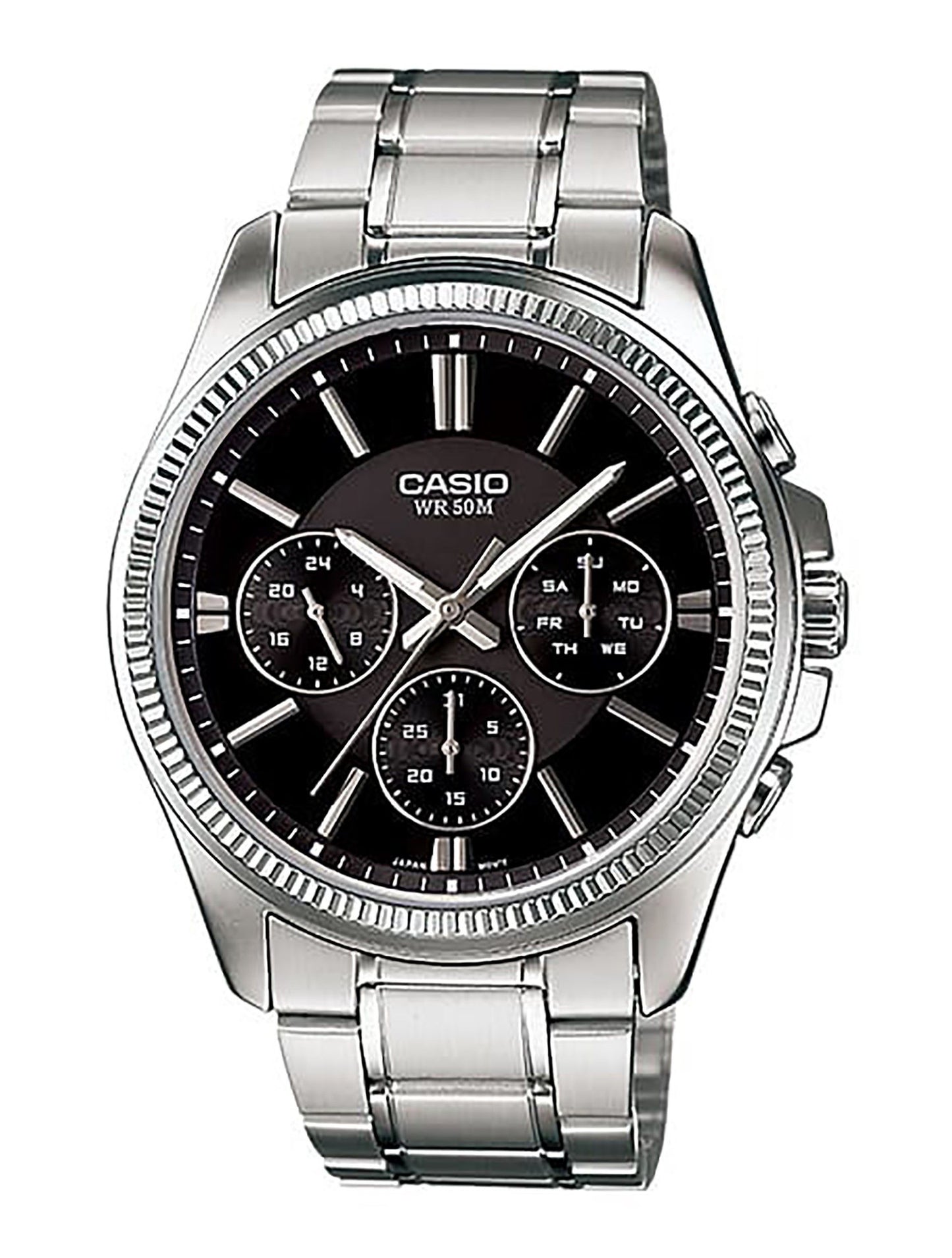 Casio Enticer Analog Stainless Steel Black Dial Quartz MTP-1375D-1AV Men's Watch