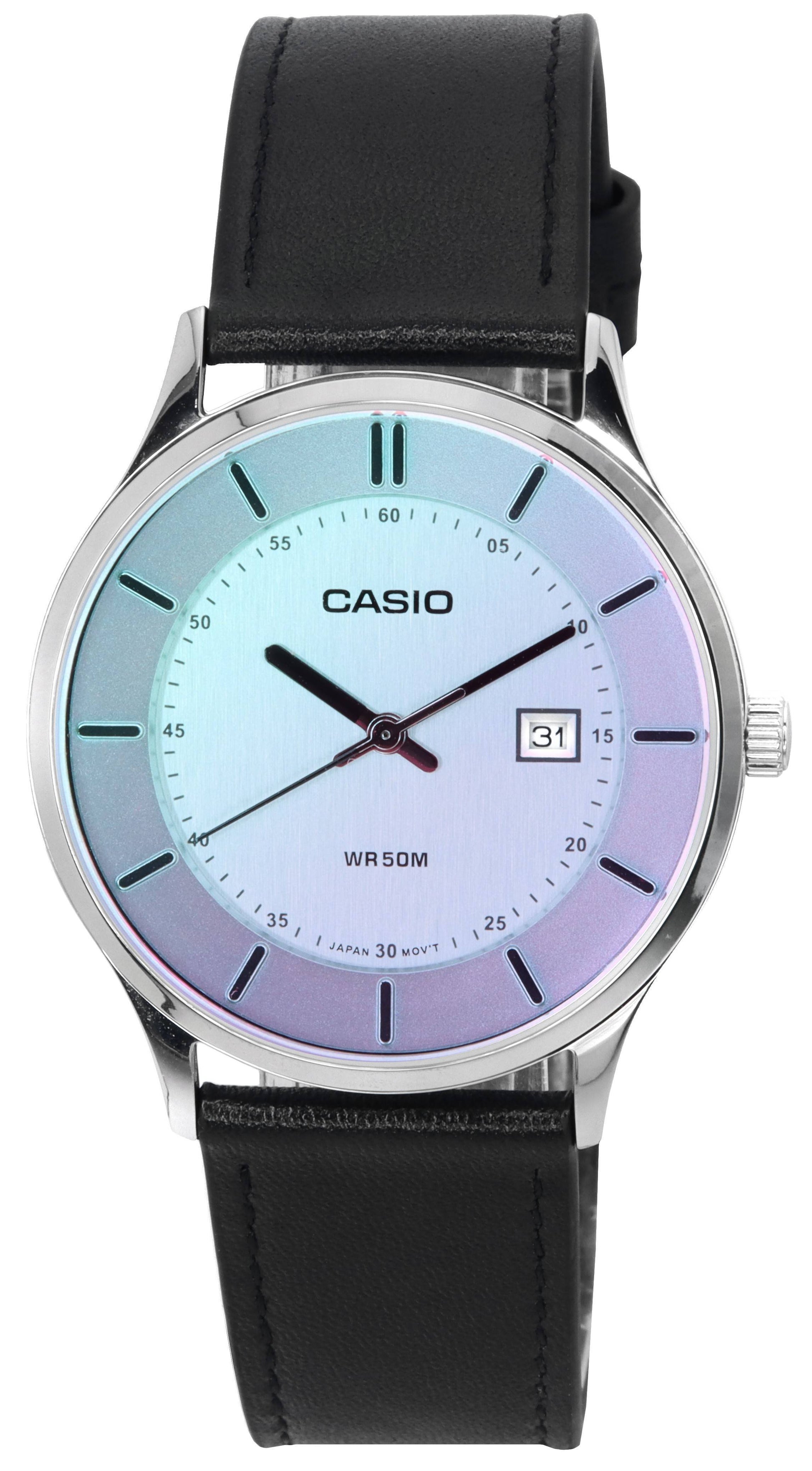 Casio Standard Analog Leather Strap Multicolor Dial Quartz MTP-E605L-7E MTPE605L-7E Men's Watch