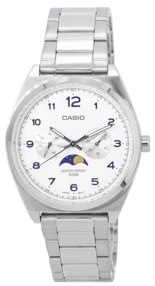 Casio Standard Analog Moon Phase White Dial Quartz MTP-M300D-7A MTPM300D-7 Men's Watch