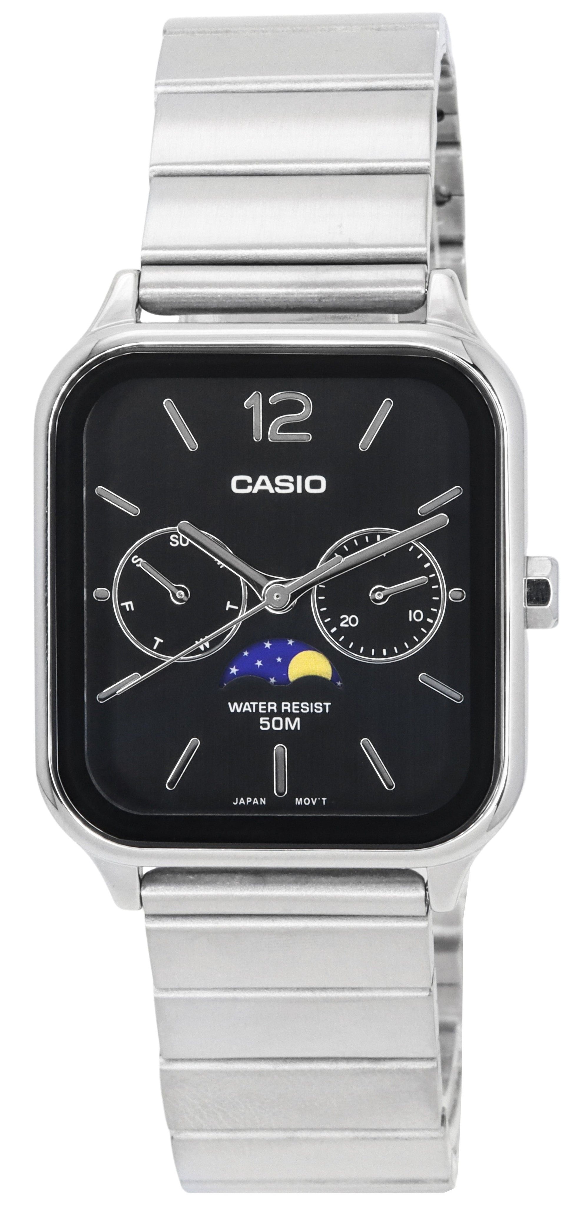 Casio Standard Analog Moon Phase Black Dial Quartz MTP-M305D-1A Men's Watch