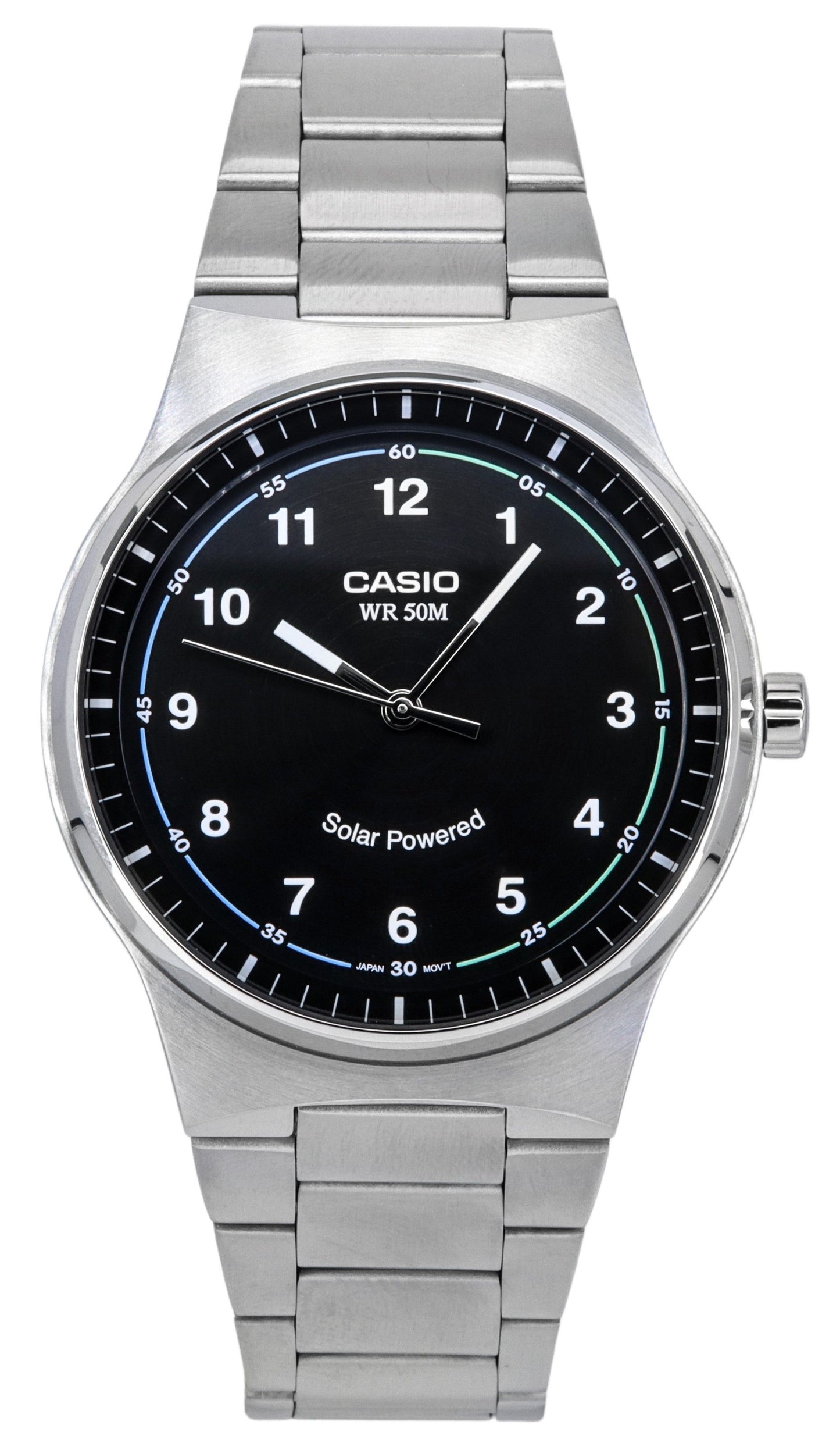 Casio Standard Analog Stainless Steel Black Dial Solar Powered MTP-RS105D-1B Men's Watch