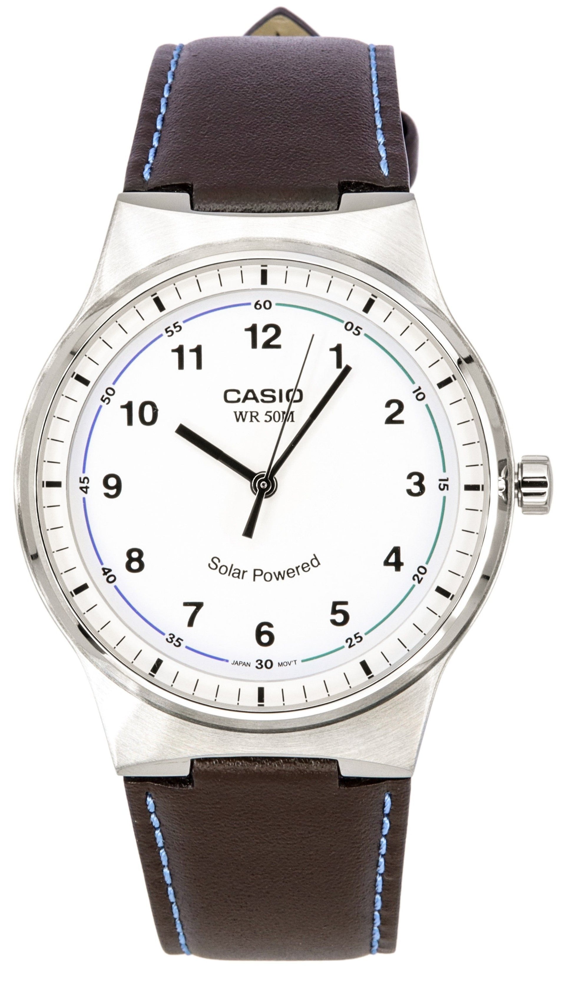 Casio Standard Analog Leather Strap White Dial Solar Powered MTP-RS105L-7B Men's Watch