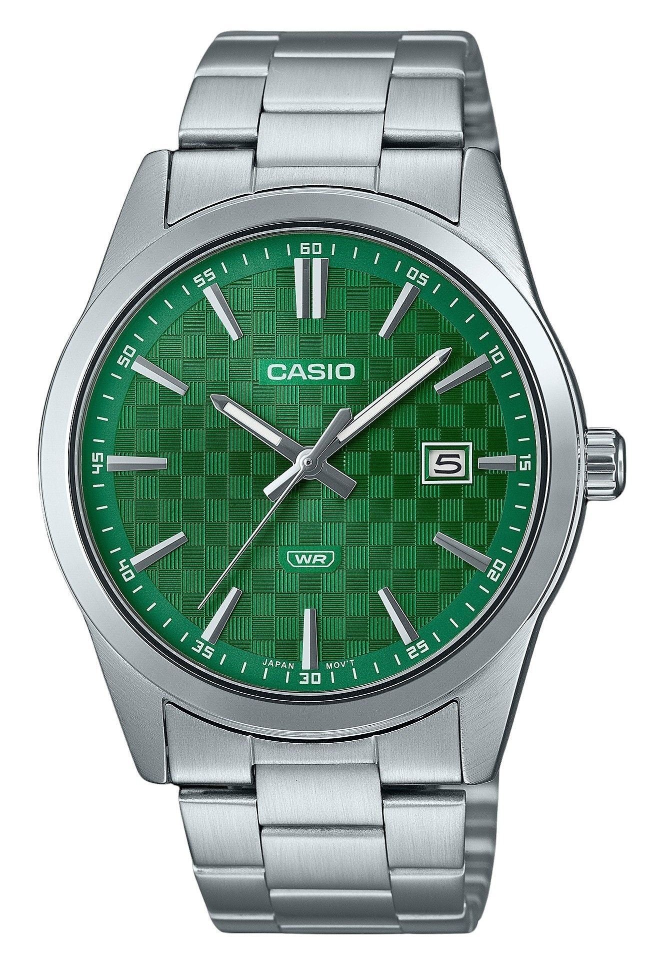 Casio Standard Analog Stainless Steel Green Dial Quartz MTP-VD03D-3A1 Men's Watch