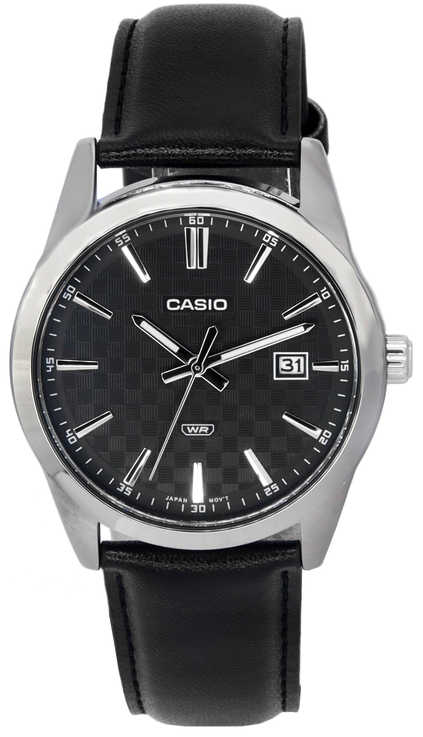 Casio Analog Leather Strap Black Dial Quartz MTP-VD03L-1A MTPVD03L-1 Men's Watch