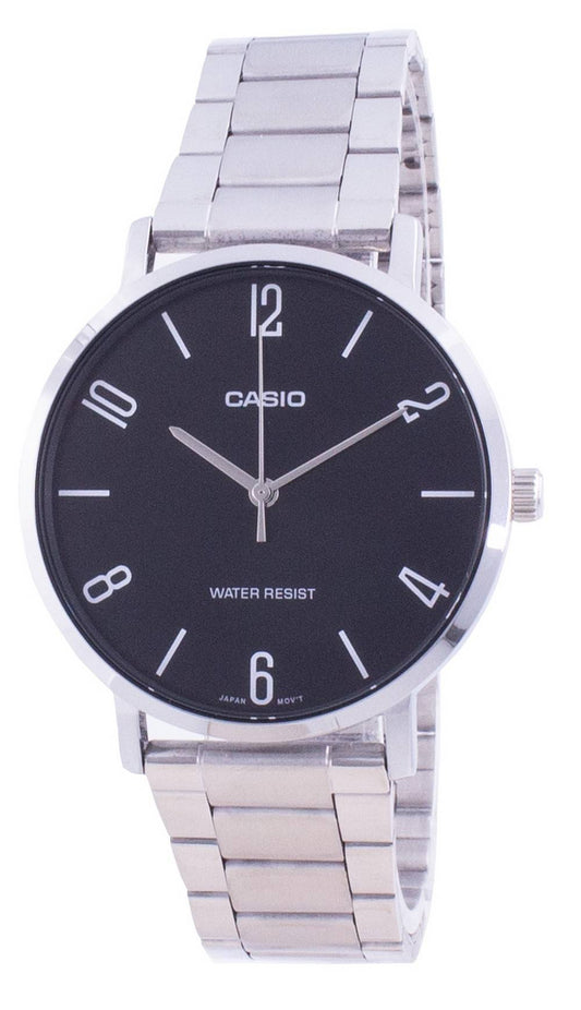 Casio Black Dial Stainless Steel Quartz MTP-VT01D-1B2 MTPVT01D-1B2 Men's Watch