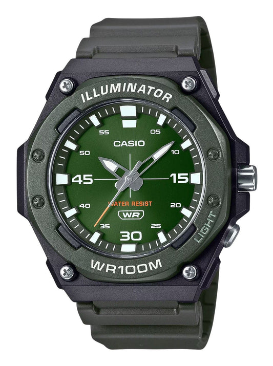 Casio Standard Analog Resin Strap Green Dial Quartz MW-620H-3AV 100M Men's Watch