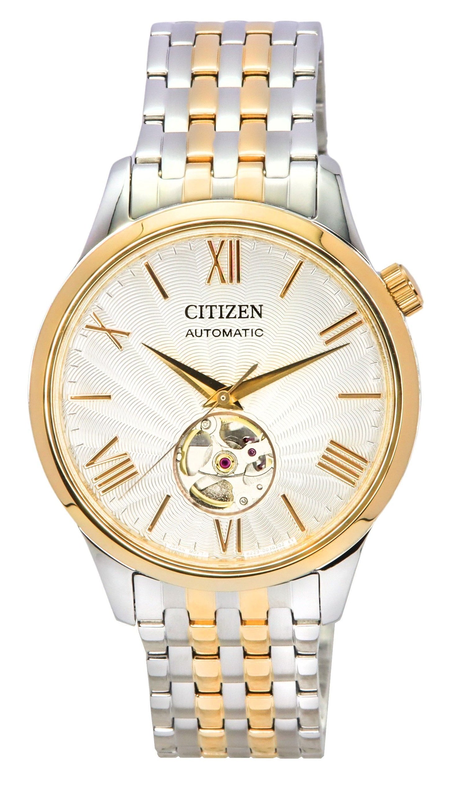 Citizen Two Tone Stainless Steel Open Heart White Dial Automatic NH9136-88A Men's Watch