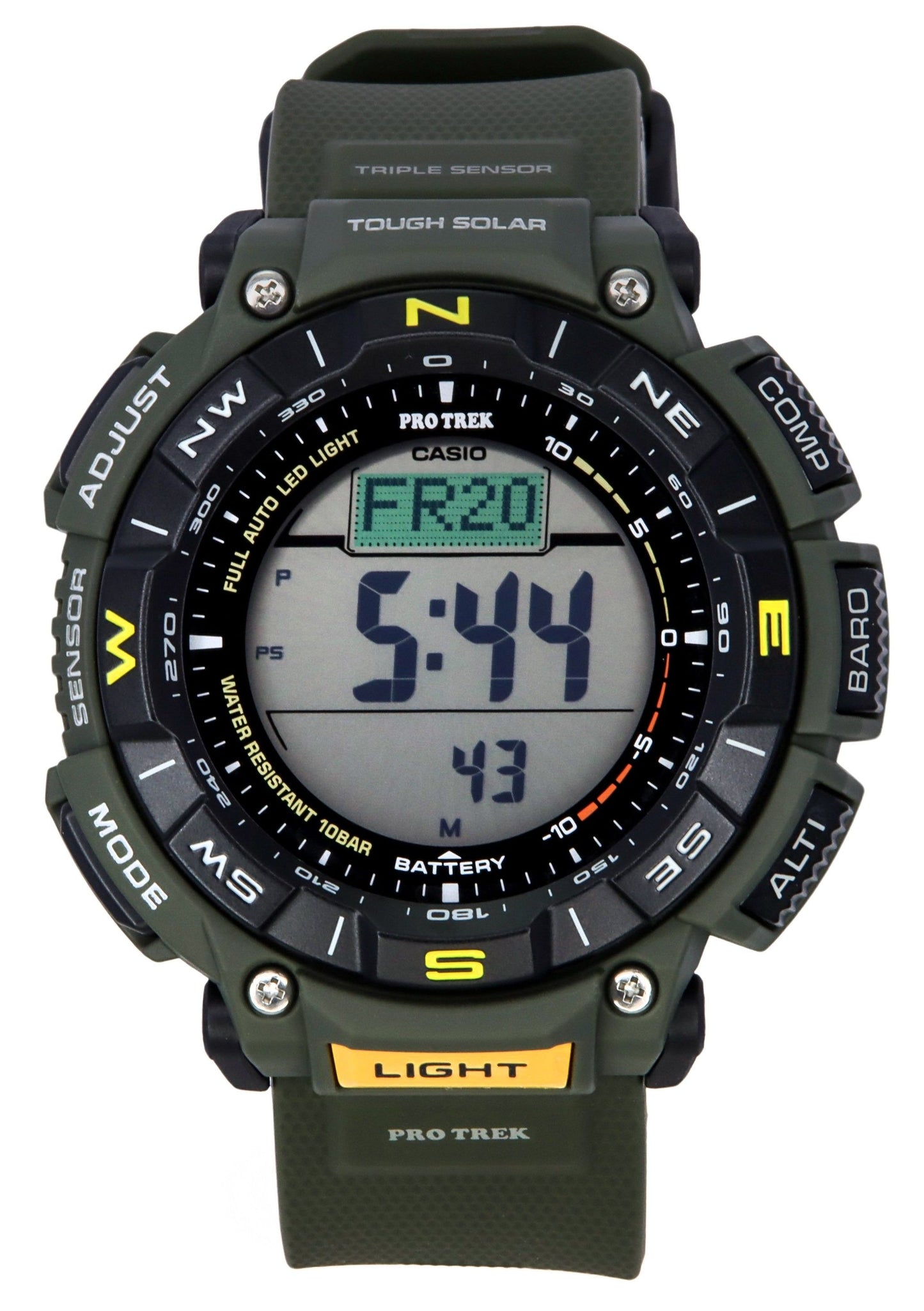 Casio Pro Trek Digital Green Bio Based Resin Strap Tough Solar PRG-340-3 100M Men's Watch