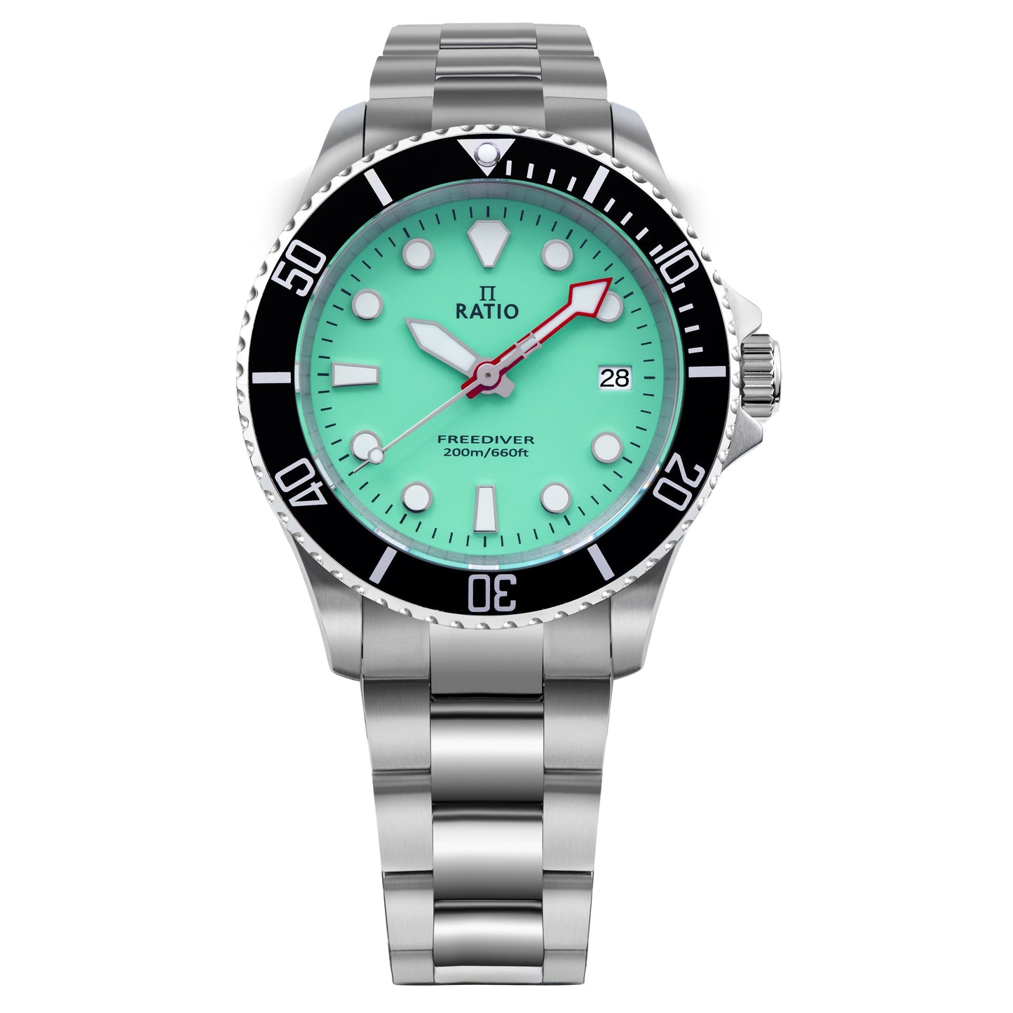 Ratio FreeDiver Sapphire Stainless Steel Green Dial Quartz RTF039 200M Men's Watch