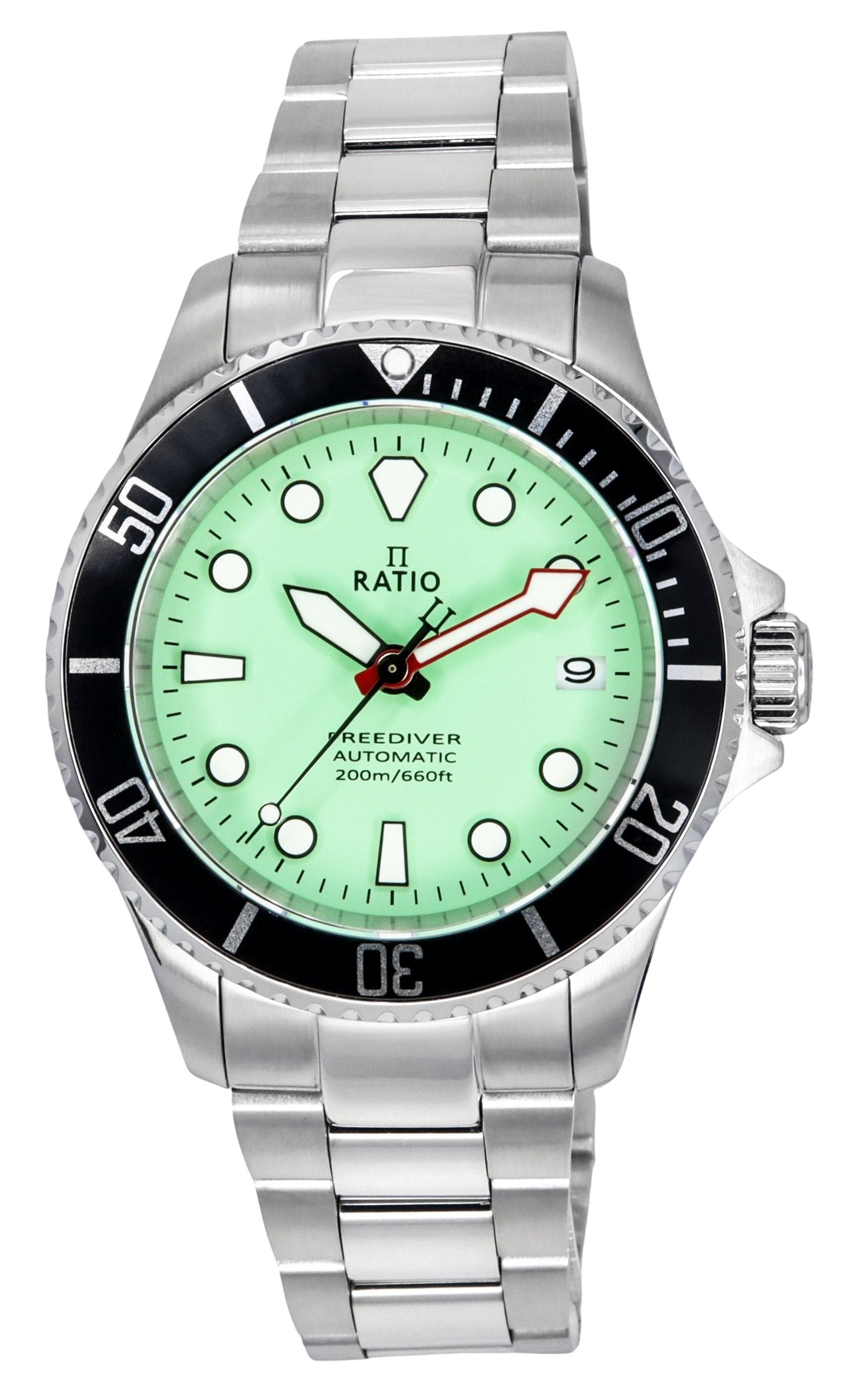 Ratio FreeDiver Sapphire Stainless Steel Green Dial Automatic RTF049 200M Men's Watch