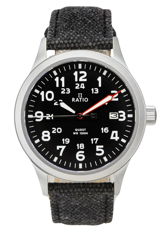 Ratio Quest Men's Field Watch Sapphire Canvas Strap Quartz RTQ023 100M Lewis And Clark Edition