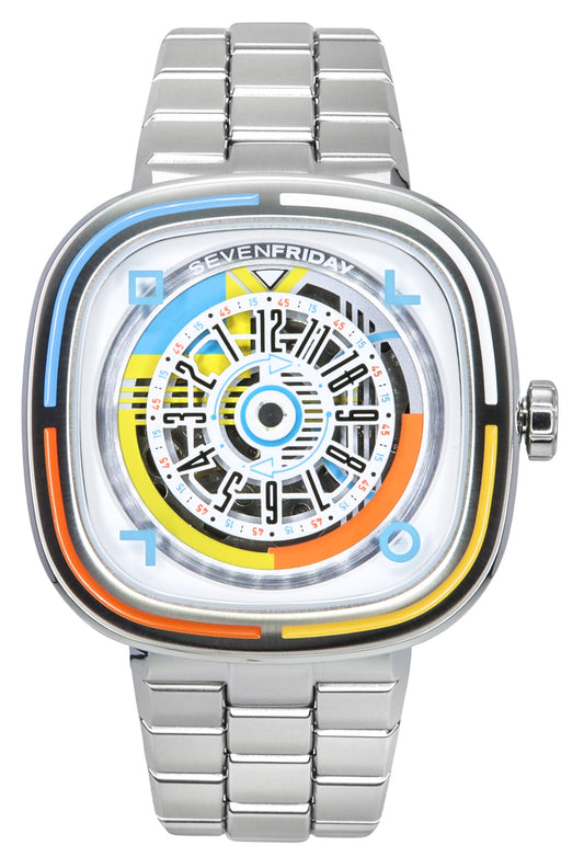 Sevenfriday T Series Bauhaus NFC Stainless Steel Multicolor Dial Automatic T1/08 SF-T1-08 Men's Watch