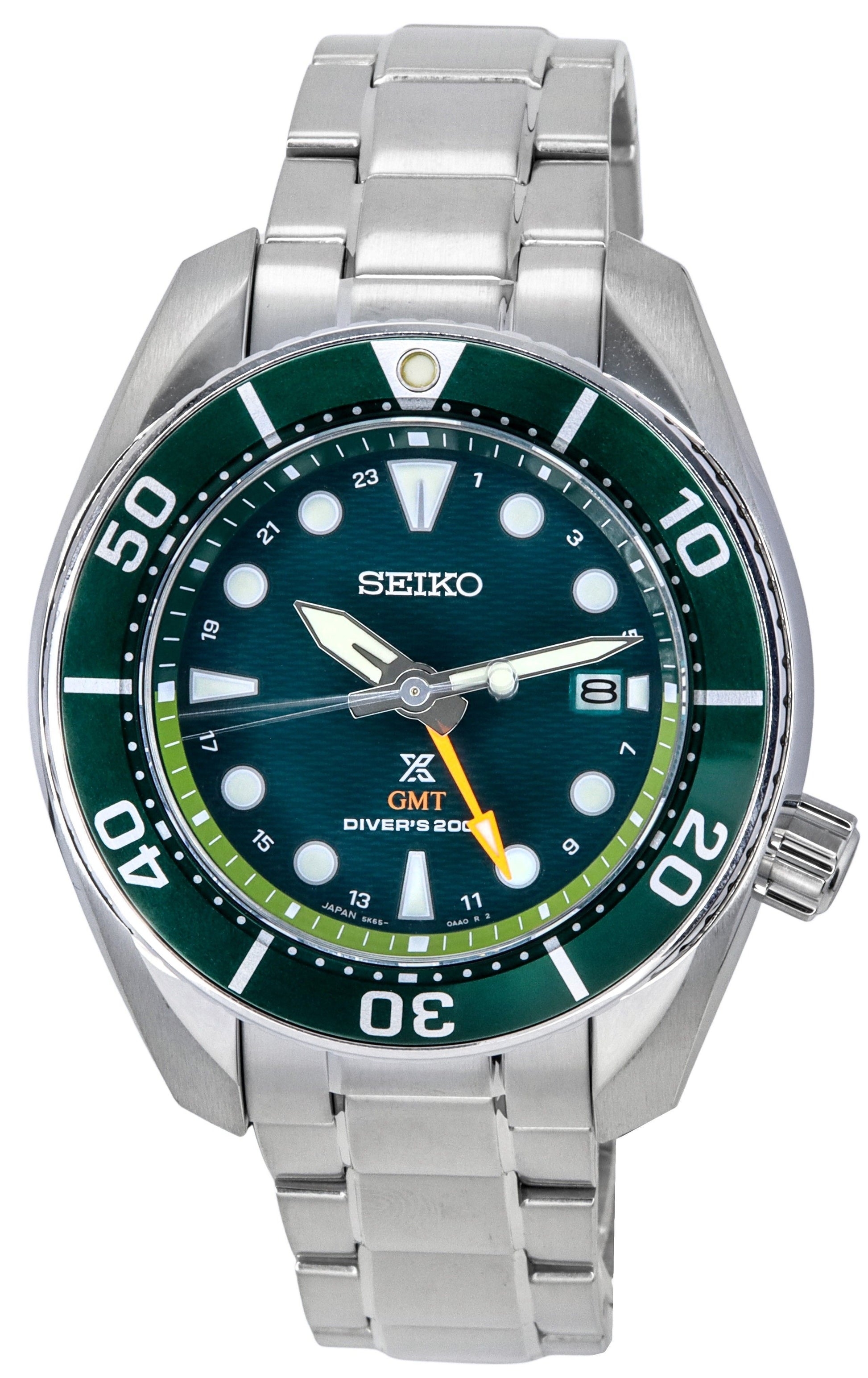 Seiko Prospex Sea Aqua Sumo GMT Green Dial Solar Diver's SFK003J1 200M Men's Watch