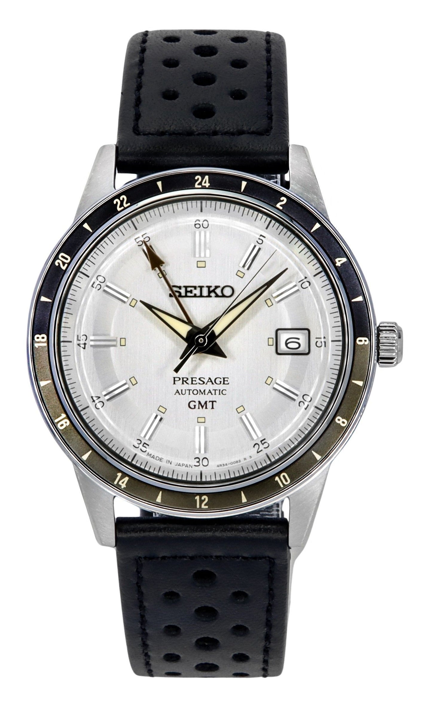 Seiko Presage Style60's GMT Calf Leather Strap Grey Dial Automatic SSK011J1 Men's Watch