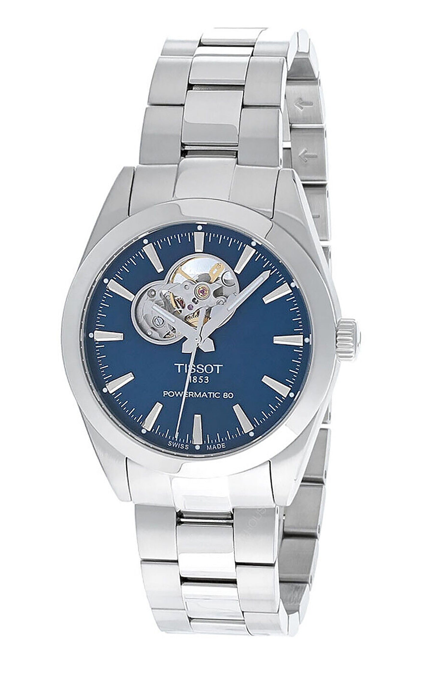 Tissot T-Classic Gentleman Powermatic 80 Open Heart Blue Dial Automatic T127.407.11.041.01 100M Men's Watch