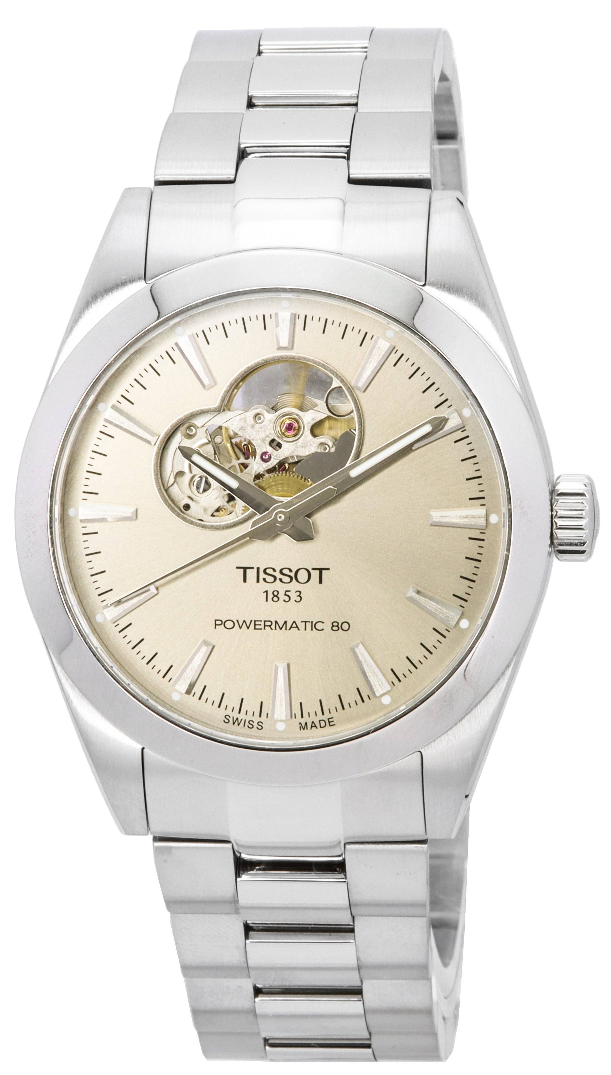 Tissot T-Classic Gentleman Powermatic 80 Stainless Steel Open Heart Sunray Dial Automatic T127.407.11.081.00 100M Men's Watch