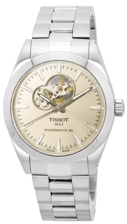 Tissot T-Classic Gentleman Powermatic 80 Stainless Steel Open Heart Sunray Dial Automatic T127.407.11.081.00 100M Men's Watch