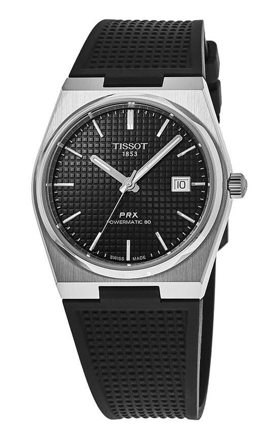 Tissot T-Classic PRX Powermatic 80 Rubber Strap Black Dial Automatic T137.407.17.051.00 100M Men's Watch