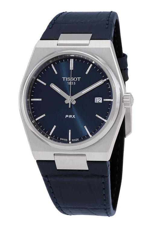 Tissot T-Classic PRX Leather Strap Blue Dial Quartz T137.410.16.041.00 100M Men's Watch