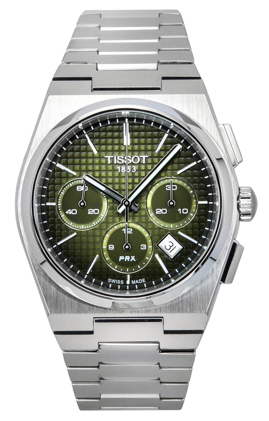 Tissot PRX Chronograph Stainless Steel Green Dial Automatic T137.427.11.091.00 100M Men's Watch