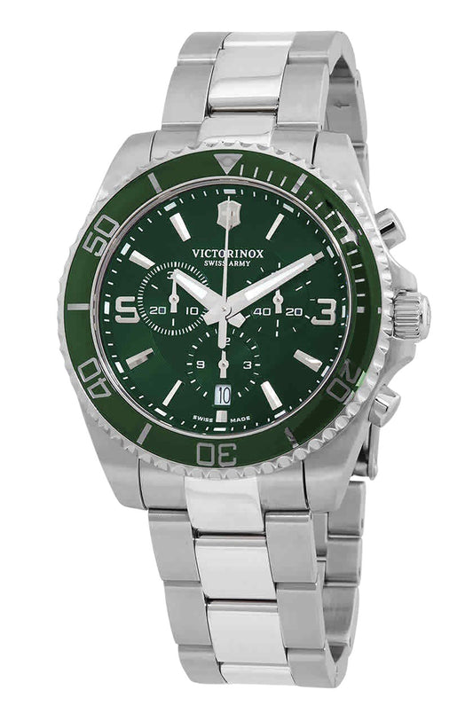 Victorinox Swiss Army Maverick Chronograph Stainless Steel Green Dial Quartz 241946 100M Men's Watch