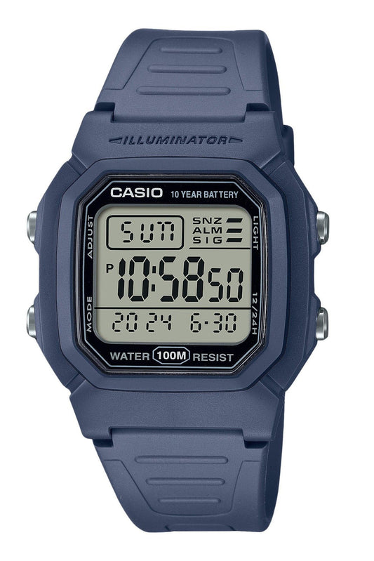 Casio Digital Resin Strap Light Blue Quartz W-800H-2AV 100M Men's Watch