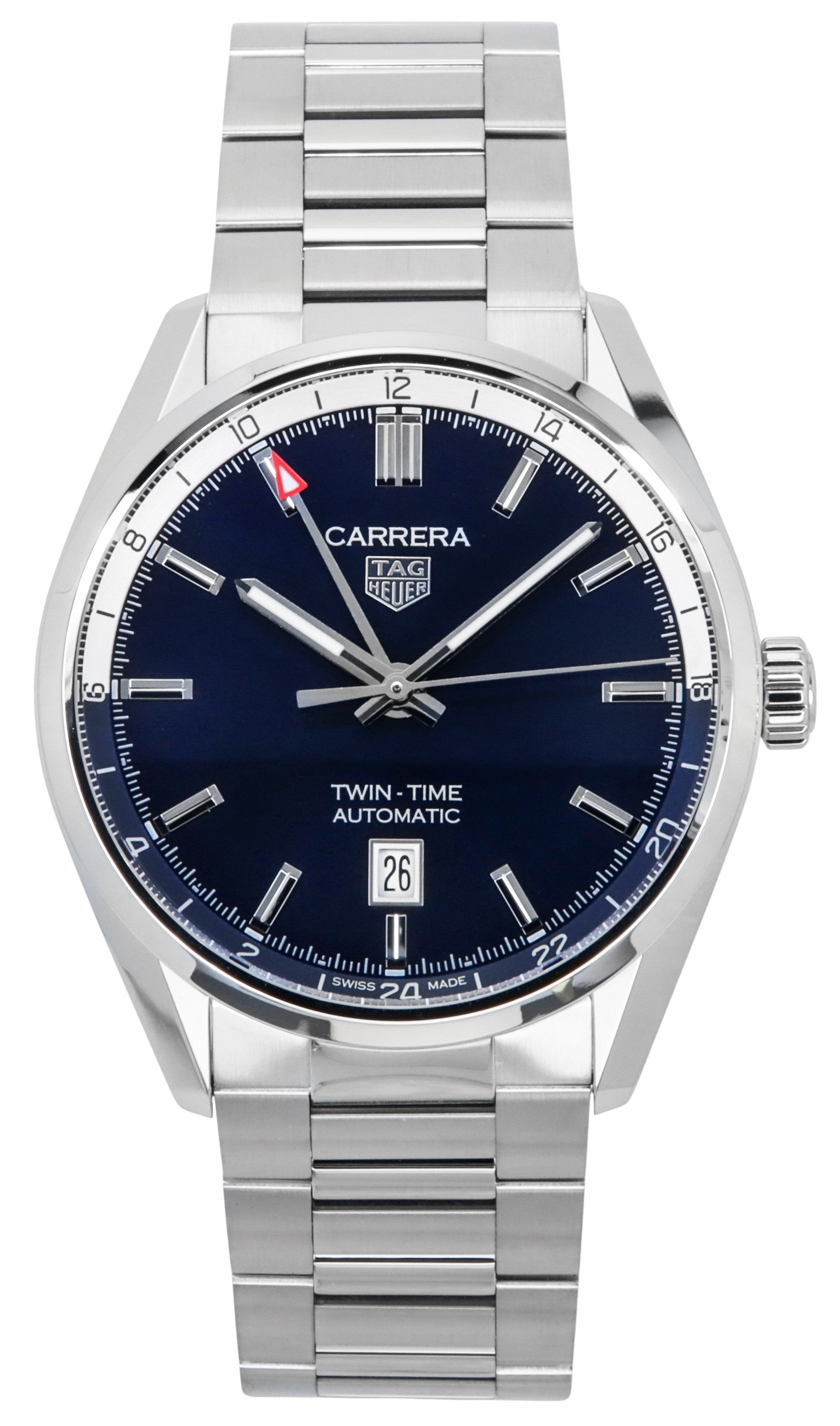 Tag Heuer Carrera Twin-Time GMT Stainless Steel Blue Dial Automatic WBN201A.BA0640 100M Men's Watch