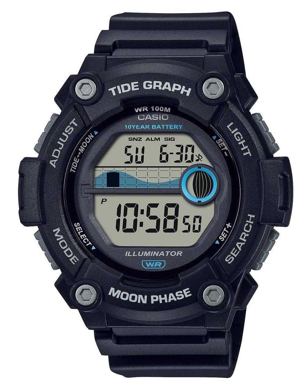 Casio Youth Digital Moon Data Tide Graph WS-1300H-1A WS1300H-1 100M Men's Watch