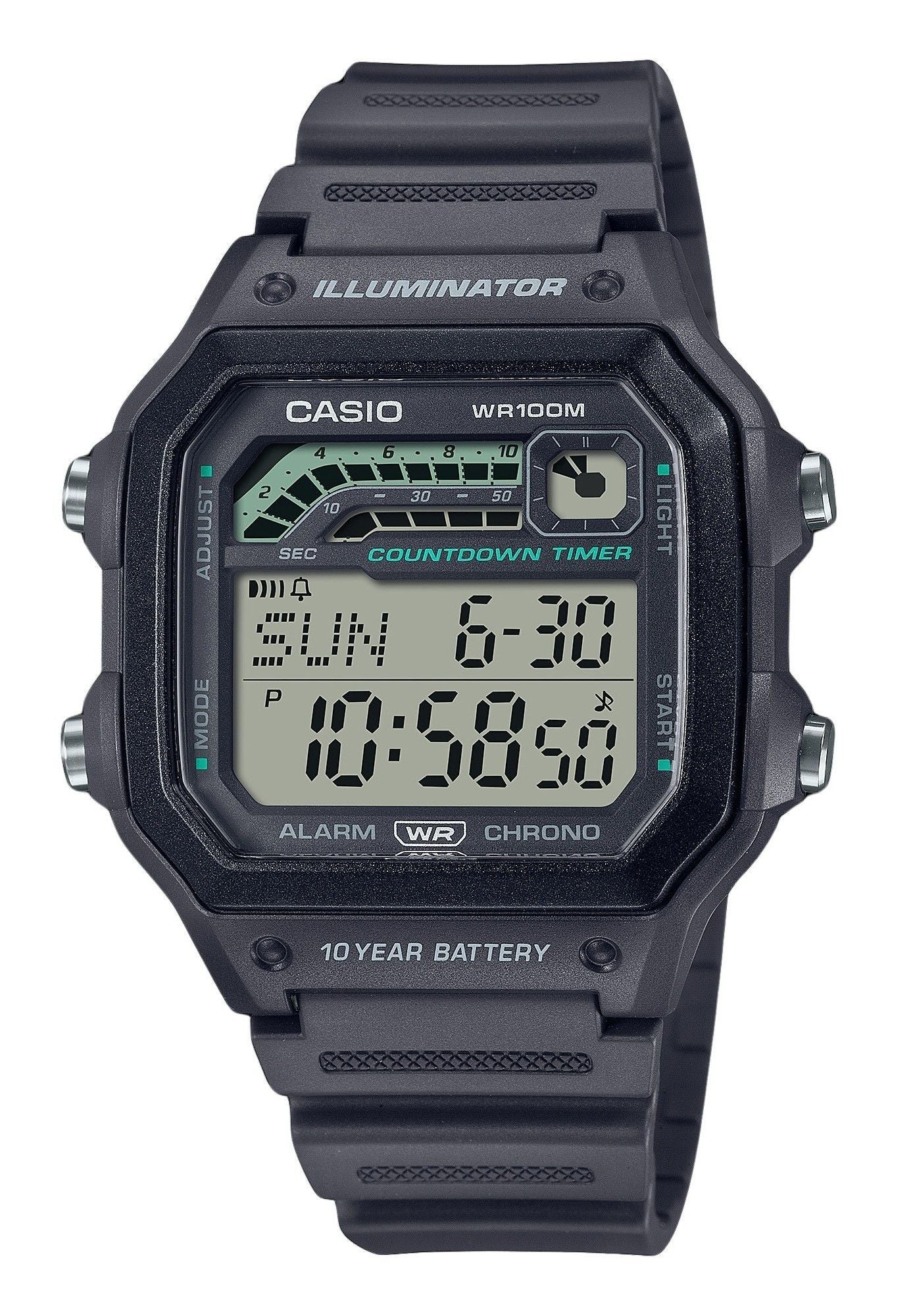 Casio Standard Digital Resin Strap Gray Quartz WS-1600H-8AV 100M Men's Watch