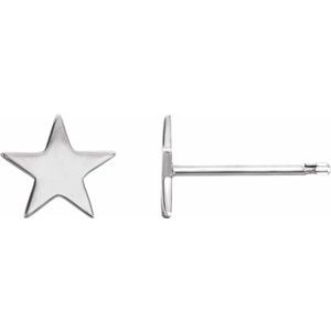 14K White 6.2 mm Star Friction Post Earring - BN & CO JEWELRY