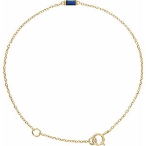 14K Yellow Straight Baguette Natural Blue Sapphire 6 1/2-7 1/2" Bracelet - BN & CO JEWELRY