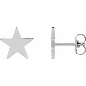 14K White 6.2 mm Star Friction Post & Back Earrings - BN & CO JEWELRY