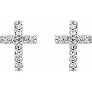 Platinum 1/10 CTW Natural Diamond Cross Earrings - BN & CO JEWELRY