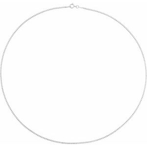 Rhodium-Plated Sterling Silver 1.3 mm Diamond Cut Box 16" Chain with Spring Ring - BN & CO JEWELRY