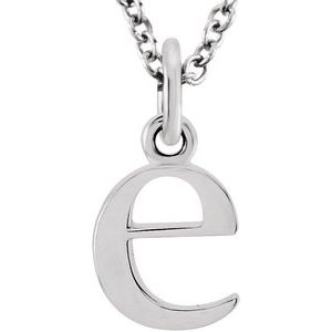 Sterling Silver Lowercase Initial e 16" Necklace - BN & CO JEWELRY