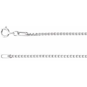 Rhodium-Plated Sterling Silver 1.3 mm Diamond Cut Box 16" Chain with Spring Ring - BN & CO JEWELRY
